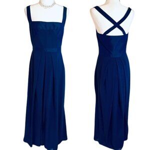 💙 Nicole Miller Navy Blue Silk Evening Maxi Dress – Size 8 (Label Size 12) 💙)